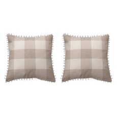 格紋流蘇靠枕套 2入