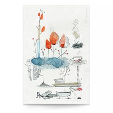 알럽홈 수채화 스케치 다용도 커튼