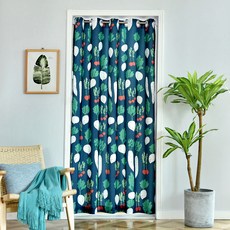 I Love Home 水果植物圖案布藝門簾, 海軍藍蘿蔔