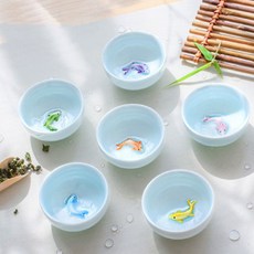 台灣魚杯茶杯 6件組, 1套, 白色的
