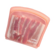 LIVING CREATOR 可重複使用矽膠食品袋粉紅色 800ml, 1個