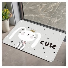 I Love Home 吸水耐磨多功能門墊, 皇冠兔子