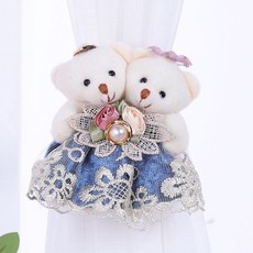 알럽홈 커플 테디베어 커튼 타이백 13 x 15 cm, 블루, 2개