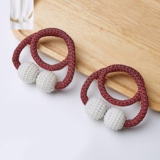 I Love Home 珍珠磁吸窗簾綁帶 49cm, 紅色, 2個