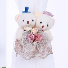 I Love Home 情侶泰迪熊窗簾綁帶 13 x 15 cm, 米色, 2個