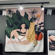 寵物獵豹少女現代畫風毛毯