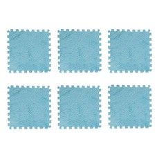 毛絨巧拼墊 6入, 天藍色