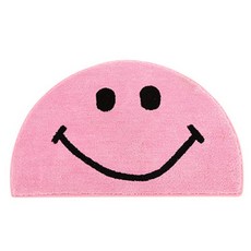 기분좋은 스마일 반원 도어 주방 욕실 매트, 핑크