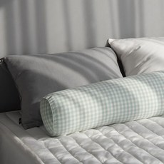 juho DECO 格紋圓型長條抱枕套, 薄荷