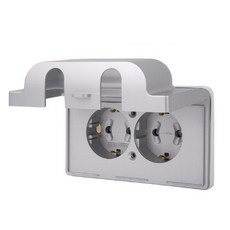CHEIL ELECTRIC 含蓋2孔電源插座 銀色, 1個