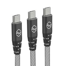 SINJIMORU 網狀 Micro 5-pin 高速充電線 2m, 黑色, 3個
