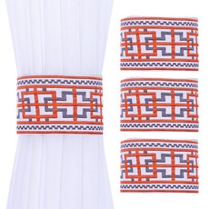 Ilovehome 刺繡魔鬼氈窗簾綁帶 48 x 9 cm, 迷宮橘, 4個