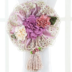 I Love Home 蕾絲花朵流蘇窗簾綁帶 15 x 18 cm, 紫色, 2個