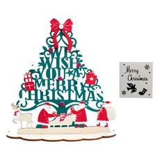 12000 雷射木質立體裝飾卡, 綠色, 1個