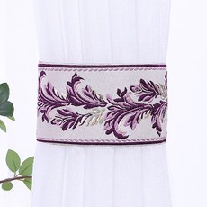 Ilovehome 刺繡魔鬼氈窗簾綁帶 48 x 9 cm, 葉子粉, 4個