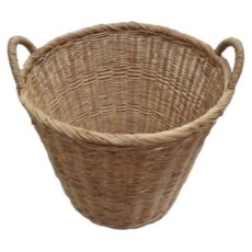 藤編圓形手把洗衣籃, 1個, 單色