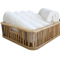 藤編藤編低方形籃子, 單色, 1個