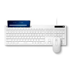 IRIVER 靜音有線鍵盤+鼠標套組, EQwear-KM7000, 白色, 一般型