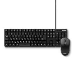 INDENA 薄膜 USB 有線鍵盤 + 鼠標組合套組, IND-KM100U, 黑色的