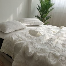The Jashop Holjjak 60支紗水洗棉荷葉邊換季被, 白色