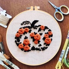 ALB 簡易刺繡 DIY 工具組 15cm, 南瓜玫瑰(n81)