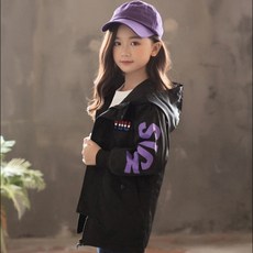 孩童字母印花連帽外套