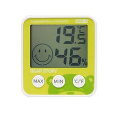 Bear Story 數位多功能溫濕度計 BSP-3, 綠色, 1個