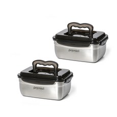 키친아트 스텐304 프리미오1 전해 무연마 김치통 S호, 1.9L, 2개
