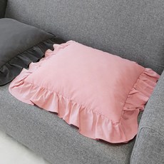 水洗荷葉邊坐墊, 粉色的