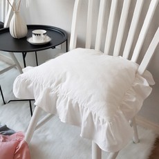 水洗荷葉邊坐墊, 白色的