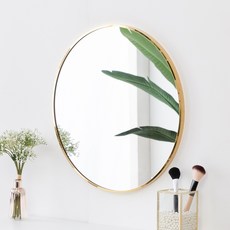 INDIE WOOD 質感橢圓形梳妝鏡 金色