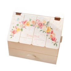 Seoun Art 復古原木抽屜多用途盒 玫瑰粉 大, Rose Pink, 1個