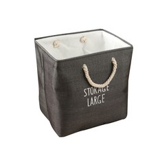 ALLNINE 棉麻洗衣籃 S, 黑色, 1個