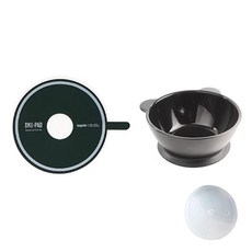 Design&Ku 嬰兒矽膠吸盤碗+蓋子+固定墊, 黑色（容器）、綠色+灰色（墊）