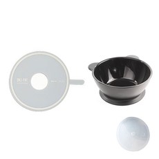 Design&Ku 嬰兒矽膠吸盤碗+蓋子+固定墊, 黑色（容器）、灰色+米色（墊）