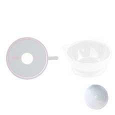 Design&Ku 嬰兒矽膠吸盤碗+蓋子+固定墊, 白色（容器）、灰色+粉色（墊）