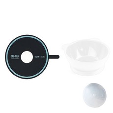 Design&Ku 嬰兒矽膠吸盤碗+蓋子+固定墊, 白色（容器），黑色 + 薄荷色（墊）