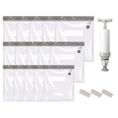 食材保鮮手動真空壓縮夾鏈袋 15件組 隨機出貨, 1套