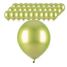 PARTY PANG 金屬色圓形氣球 30cm, 萊姆綠, 50個