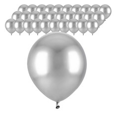 PartyPang 鍍鉻圓形氣球 30cm, 銀色, 50個