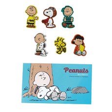 花生史努比人物冰箱貼 6 件 + 明信片套組, 隨機發貨, 1套