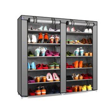 捲簾式12層鞋子整理架, 灰色