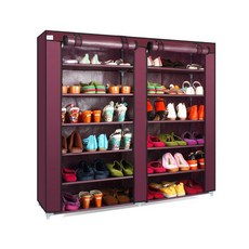 捲疊式蓋子12層鞋子收納架, 紅紫色