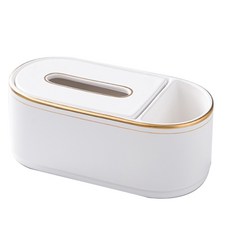 簡約金色邊衛生紙盒, 白色的, 1個
