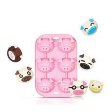 siliconezone 小豬鬆餅模具 6 杯 SZ10CM11192AA, 單色, 1個