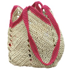 iHanco 藤編鉤針手提包DIY組, 1套, 012熱粉色