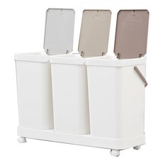 바네스데코 원터치 분리수거함 휴지통 3p + 이동식 고정 받침대, 화이트, 3개