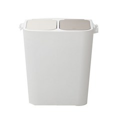 VANESSDECO 按壓式2格分類垃圾桶, 白色, 1入