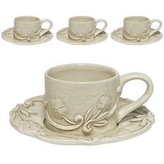 ELIOS A型 My Flower 圓筒形茶杯組 3501, 奶油色, 4套