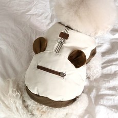 犬用小熊耳造型刷毛衣, 象牙色